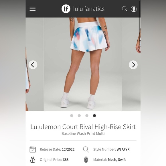 Lululemon Court Rival High Rise Skirt Women’s Size 14 - Picture 2 of 10